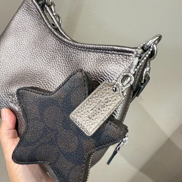 Coach Laurel Small Shoulder Bag With Star Charm CCF16 pebbled leather/Silver - Picture 3 of 11